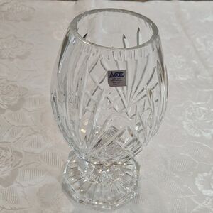 Vintage ACC Vase Hand Cut Lead Crystal 24% Poland Heavy 10.5x6.5”